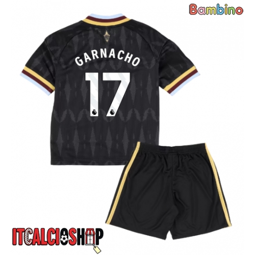 Aston Villa Alejandro Garnacho #17 Seconda Maglia Bambino 2026-27 Manica Corta (+ Pantaloni corti)